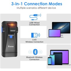 2D Wireless Bluetooth Barcode Scanner, Phone Back Clip for iPhone,Android, iOS