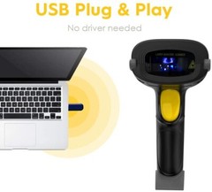 NADAMOO Wireless Barcode Scanner 328 Feet BUR3003 433MHz USB Receiver for Store