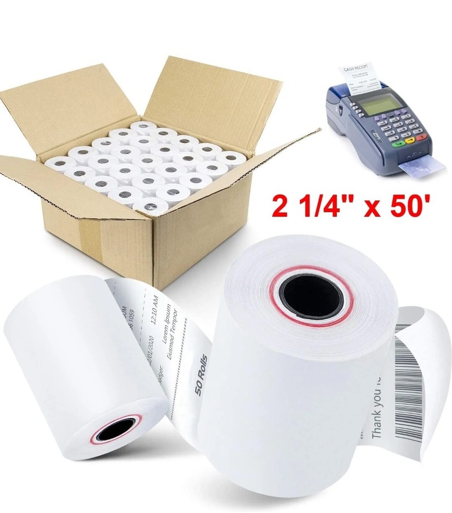 2 1/4″ X 50′ THERMAL PAPER 50 ROLLS VX520 BPA FREE VEEDER ROOT THERMAL PAPER