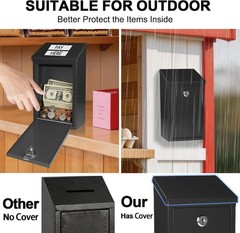 Money Drop Box with Lock & Slot, Metal Cash Collection & Suggestion Box for F…