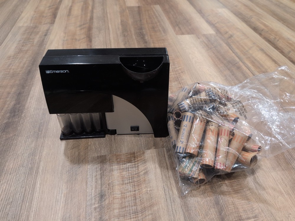 Emerson 4-Barrel Automatic Coin Sorter -with Coin Roll Papers