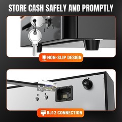 .Tera 16 Inch Auto Open Cash Drawer 5 Bill 8 Coin Black