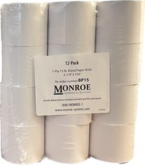 1-Ply 15 lb. Bond Paper Rolls 2-1/4″× 150’, (2) 12-Packs (24 Rolls Total)