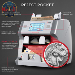 9900R V2 2-Pocket Premium Bank Grade Money Counter Machine Mixed Denomination, B