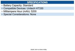 Unitech 1400-900067G HT330 Battery:3.85V 5200mAh Li-ion batt