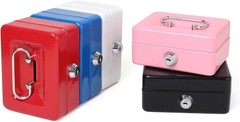 Small Cash Box Lock Key Metal Coin Piggy Bank Pink