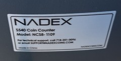 Nadex S540 Automatic Coin Counter, Sorter & Wrapper Machine 300 Coins/Minute