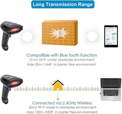 Bluetooth Barcode Scanner, Compatible with 2.4G Wireless & Bluetooth Function…