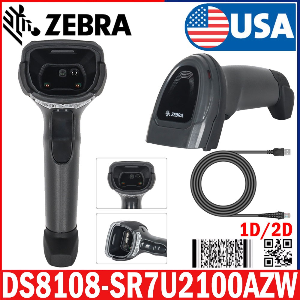 Zebra DS8108-SR7U2100AZW Wired Handheld 2D Barcode Scanner Reader With USB Cable