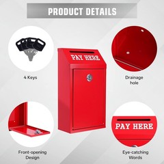 Sumerfnt Locking Cash Box with Slot, Metal Money Donation Box with Lock and 4 Ke