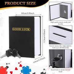 Metal Box for Gamblers, Pocket Winners Bank Casino Cash Lock Box with 2 Keys,…