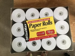 OFFICE MAX 12 Rolls 2 1/4in. x 130 ft Bond Paper Rolls (57mm x 39m) OM98103 New