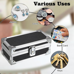 Cash Box with Lock, Aluminium Alloy Money Box for Cash Lockable Money Storage Bo