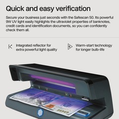 Safescan 50 Uv Counterfeit Bill Detector Small Footprint Lightweight For Bills