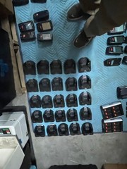 large lot of Janam barcode handheld scanners XP20W XM66W charging stations docks