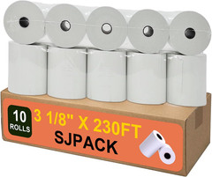 SJPACK Thermal Paper 3 1/8 X 230Ft Pos Receipt Paper, 10 Rolls Cash Register Rol