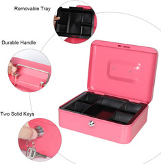 Cash Box with Money Tray, Safe Box for Cash Saving Key Lock Money Organizer,Parr