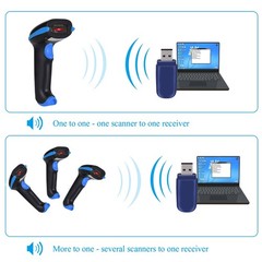 2.4G Wireless Barcode Scanner – 1D Handheld Cordless Barcode Reader for Retai…