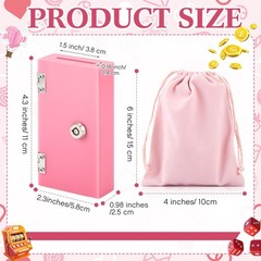 1 Pack Acrylic Money Bank Box for Gambler Portable Safe Casino Pocket Cash Pink