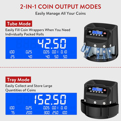 Coin Counter Machine Sorter Change and Wrapper Roller Counting Organizer Sorts