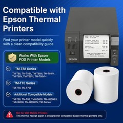 230 Thermal POS Rolls 3 1/8” BPA Free for Epson TM-T88 T70 T80 T85 H6000 T90 – 2