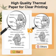 Portable Printer Thermal Paper 4 Rolls 8.5×11 inch US Letter Size Roll