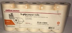 Office Depot 1-Ply Bond Paper Rolls 2.75”x128 10 Count White-RARE-SHIPS N 24 HRS