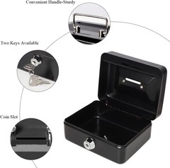 Elegant Small Cash Box with Lock – Stylish Metal Coin Bank for Home & Office