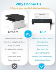 PRT Inkless Portable Printer, Wireless Thermal Printer for Travel Support 8.5…