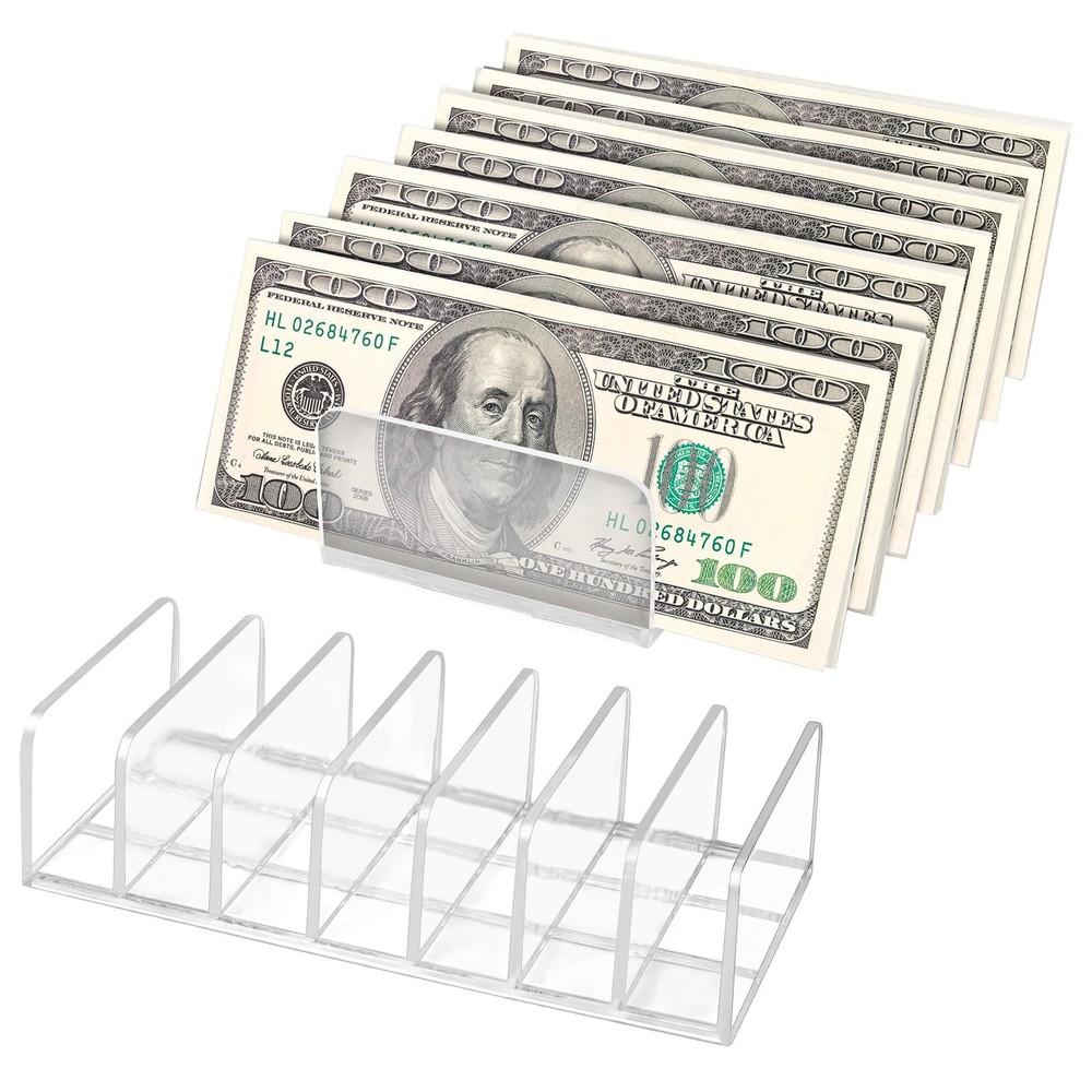 2 Packs Acrylic Organizer Plastic Desk Cash Tray,7 Section Divided Vanity Org…