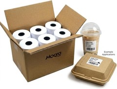 Moqra Sticky Thermal Receipt Paper Rolls 80mm x 170ft Linerless 12 Pack