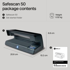 Safescan 50 Uv Counterfeit Bill Detector Small Footprint Lightweight For Bills