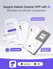 Inateck 2D Barcode Scanner, Wireless Bluetooth QR Code Scanner with AI APP &