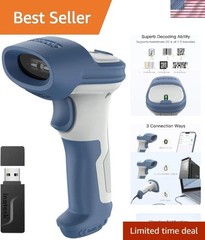 Bluetooth Barcode Scanner, 2D Wireless Barcode Scanner, Bluetooth 5.0 and 2.4…