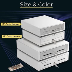 Cajón Registradora POS 13” 4 Billetes 5 Monedas RJ11 RJ12 Blanco