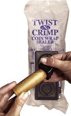 Twist-N-Crimp Coin Wrap Sealer Handy Tool For Cent Nickel Dime Quarter Rolls NEW