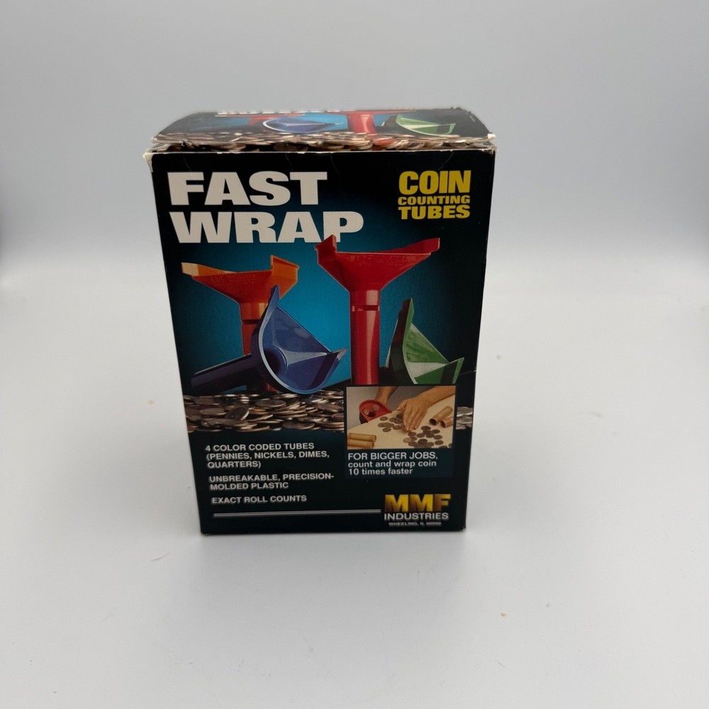 MMF Industries Fast Wrap Coin Counting Tubes 4 Color Coded Set 224000400 USA