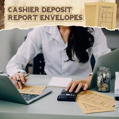 1200 Pcs Cashier Deposit Report Envelopes Kraft 6.5 x 3.5 Inch Cash Stuffing Su