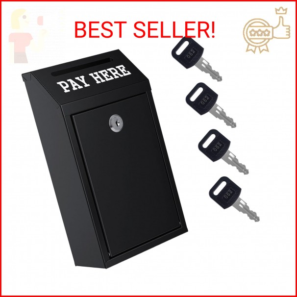 Sumerfnt Locking Cash Box with Slot, Metal Money Donation Box with Lock and 4 Ke