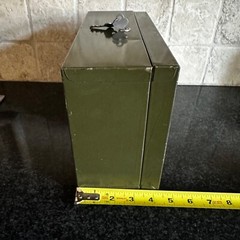 Vintage ASCO Art Steel Co Green Metal Lock Box New York USA vtg – WITH 2 KEYS