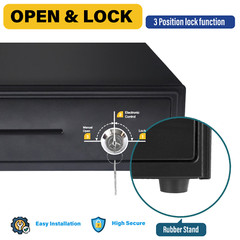 13″ Heavy Duty POS Cash Drawer 4Bill/5Coin, Removable Coin Compartment, 24V, RJ1