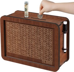 $10000 Cash Vault Wooden Savings Box Cash Saver Money Saving Challenge Coin