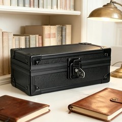 Black Lockable Money Box, Aluminium Alloy Cash Box with Coin Tray, Currency O…
