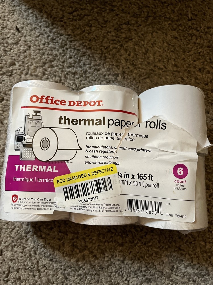 Office Depot Thermal Paper Rolls 2 1/4” X 165’