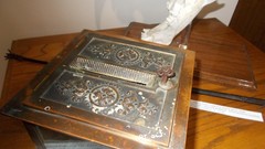 NCR NATIONAL BRASS AND BRONZE GLASS RECEIPT CASH BOX W KEY WORKING