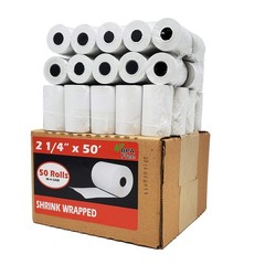 Buyregisterrolls Thermal Paper Receipt Rolls, 2 1/4 x 50, 50 Rolls, White