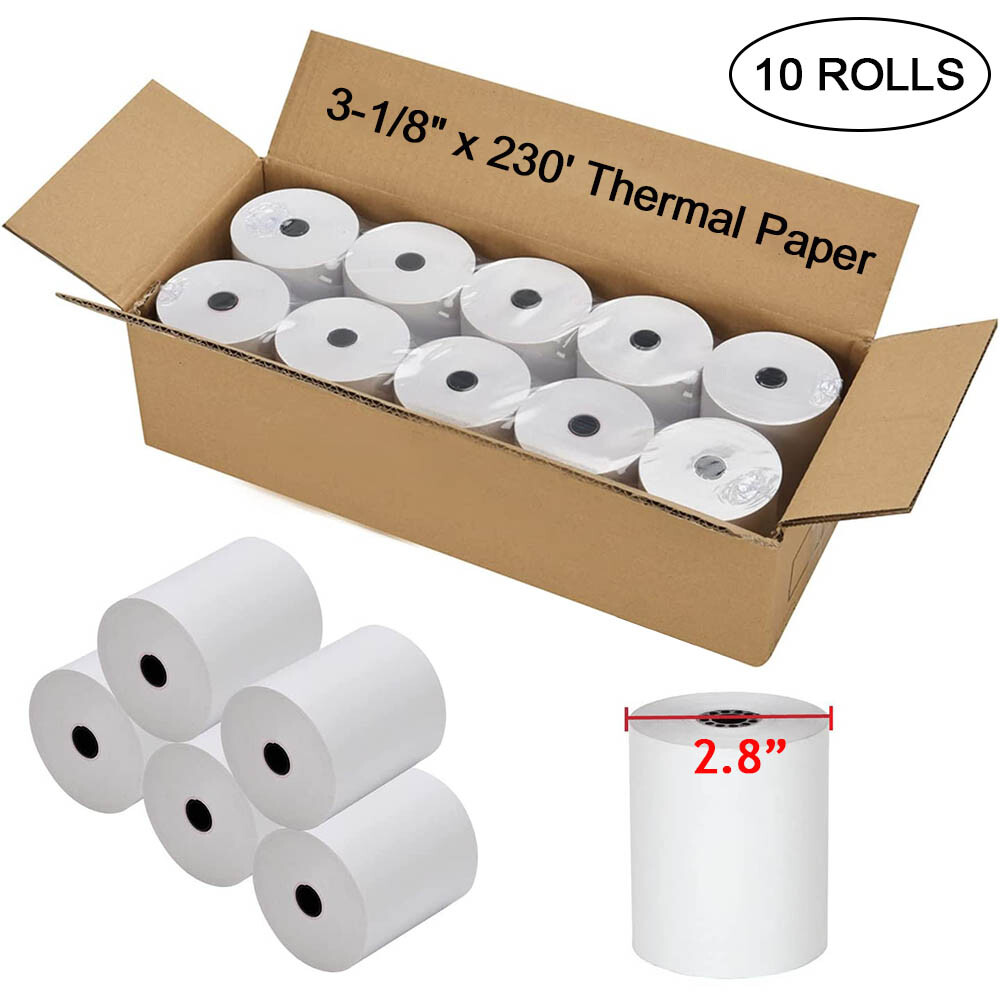 3-1/8″ x 230′ Thermal POS Receipt Paper 10 Rolls Credit Card Cash Register Paper