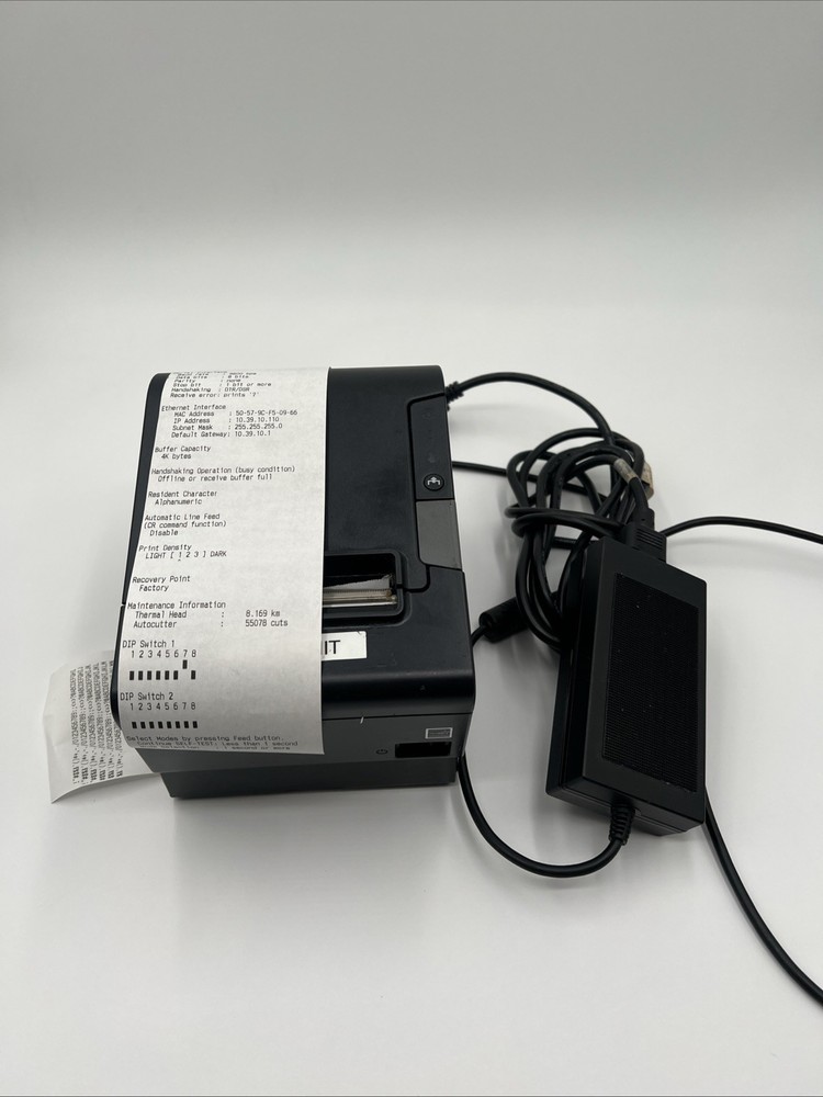 Epson TM-T88VI Point Of Sale Thermal Receipt Printer w/ Power Supply M338A