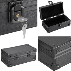 Black Lockable Cash Box Money Storage Case with Lock Aluminium Alloy