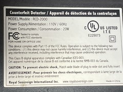 Royal Sovereign Countertop Counterfeit Paper Money Detector RCD-2000